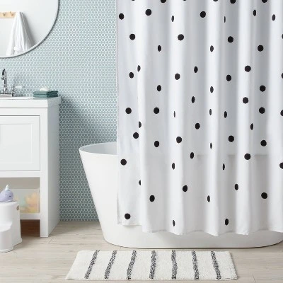 Dot Textured Kids' Shower Curtain Black - Pillowfort™ 3 Dot Textured Kids' Shower Curtain Black - Pillowfort™