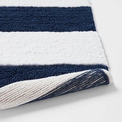 Rugby Striped Kids' Bath Rug Navy - Pillowfort™ 5 Rugby Striped Kids' Bath Rug Navy - Pillowfort™ - Image 3