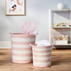 Striped Coiled Kids' Rope Basket - Pillowfort™ -Children Household Items GUEST 78986f3a 45d7 45d0 9225 0dd9d2eb9e06