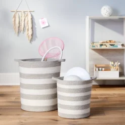 Striped Coiled Kids' Rope Basket - Pillowfort™