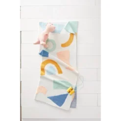 48"x58" Knit Kids' Throw Shapes Cream - Pillowfort™