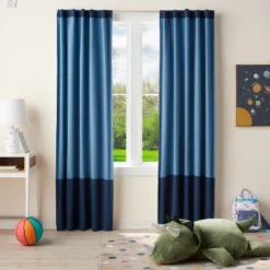84" Tonal Blackout Window Kids' Panel Blue - Pillowfort™