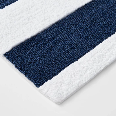 Rugby Striped Kids' Bath Rug Navy - Pillowfort™ 4 Rugby Striped Kids' Bath Rug Navy - Pillowfort™ - Image 2